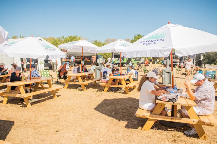 People eating at The Truck Yard 