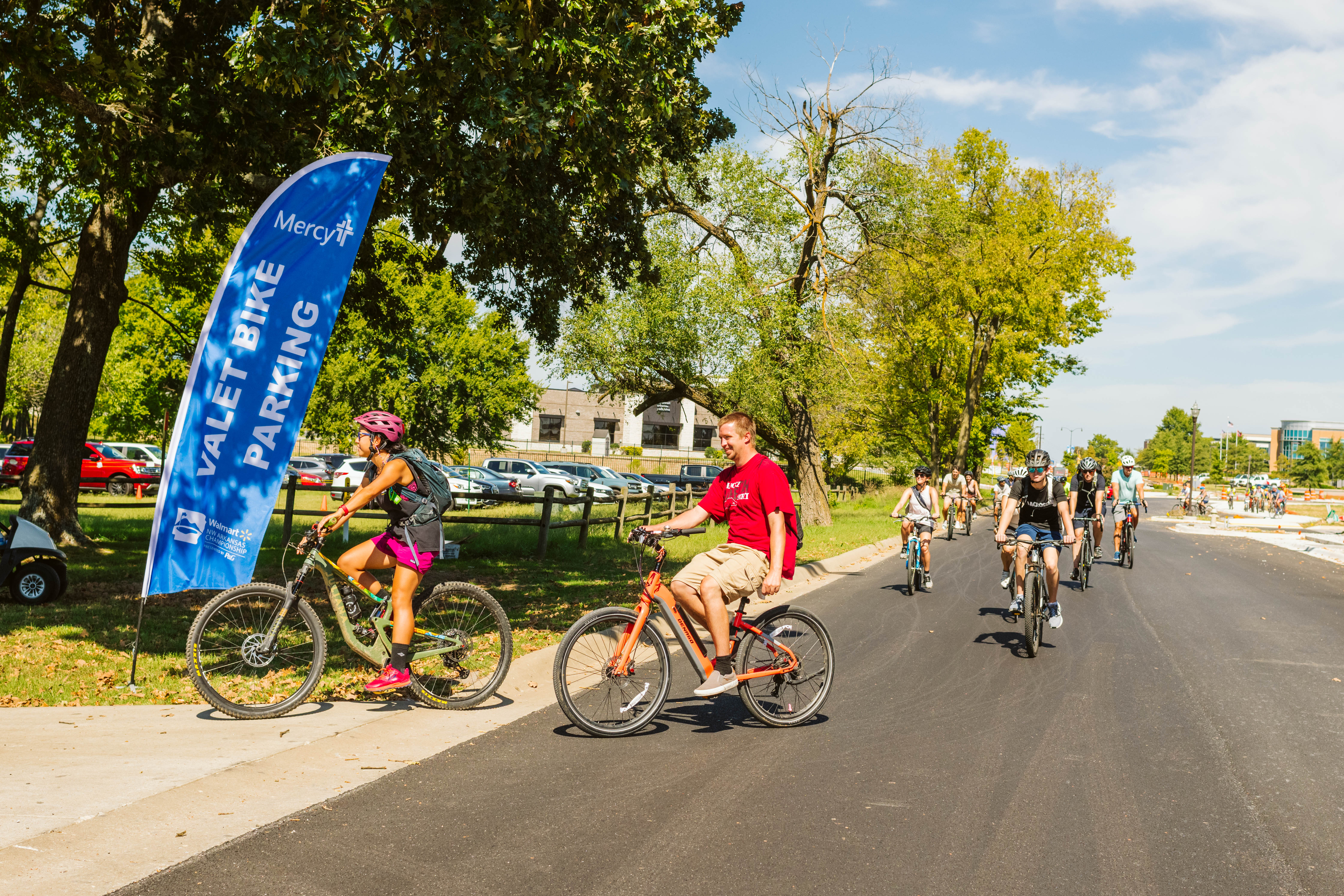 group riding bikes in the street