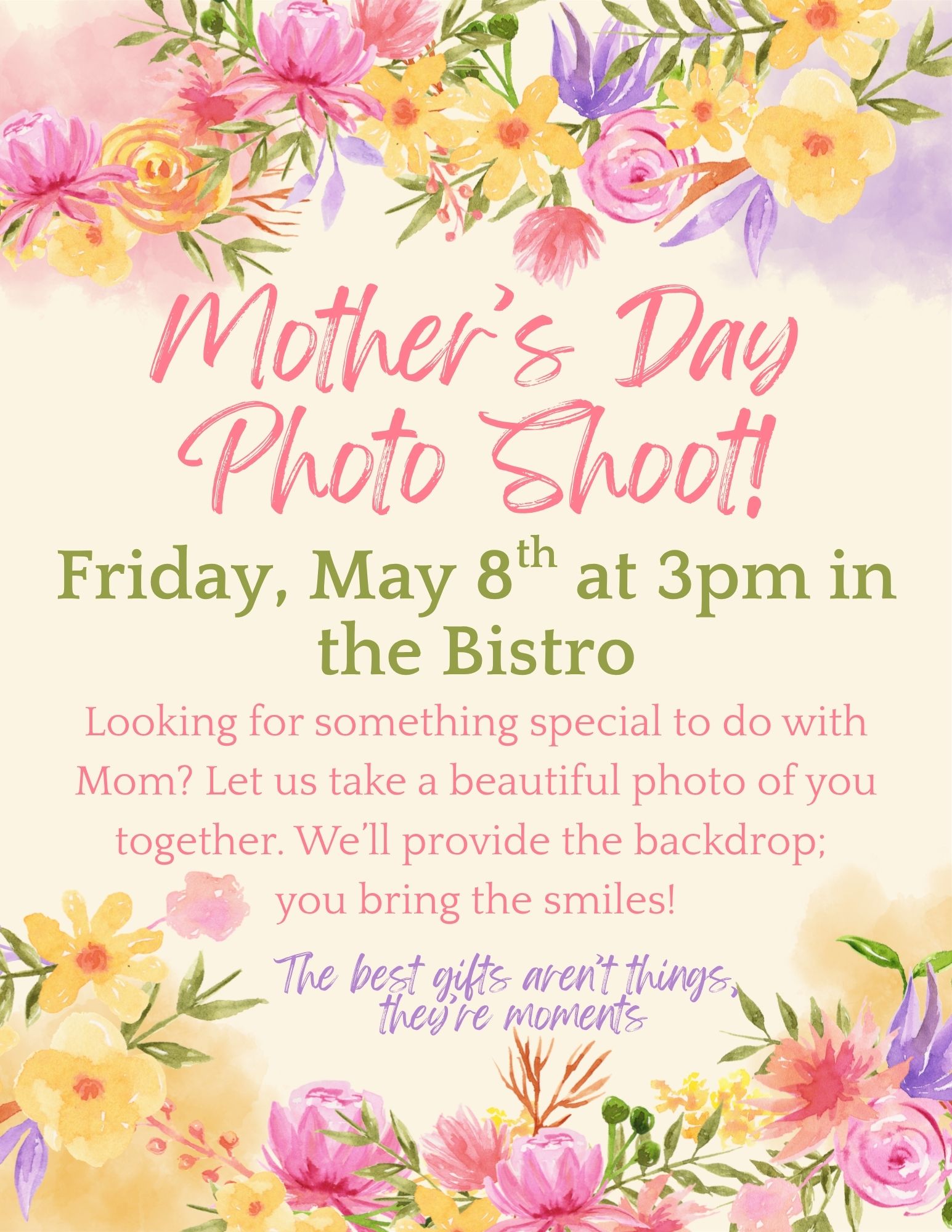 Pink Pastel Watercolor Floral Mother’s Day Brunch Flyer