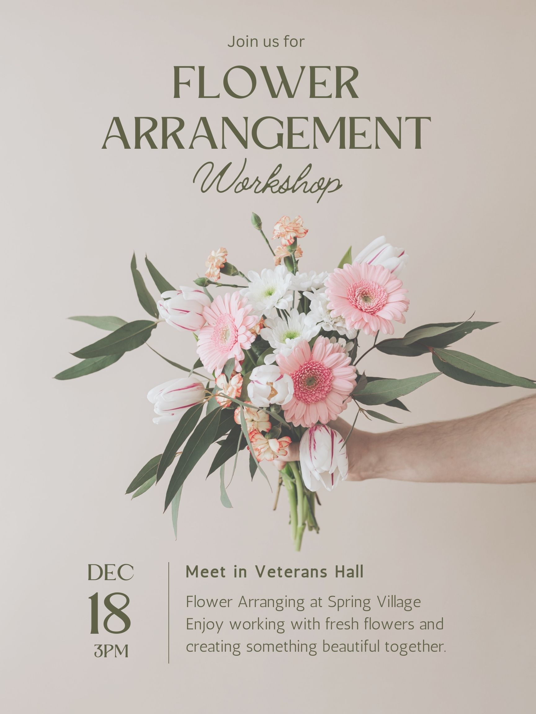 Green Aesthetic Flower Arrangements DIY Workshop Poster (1)