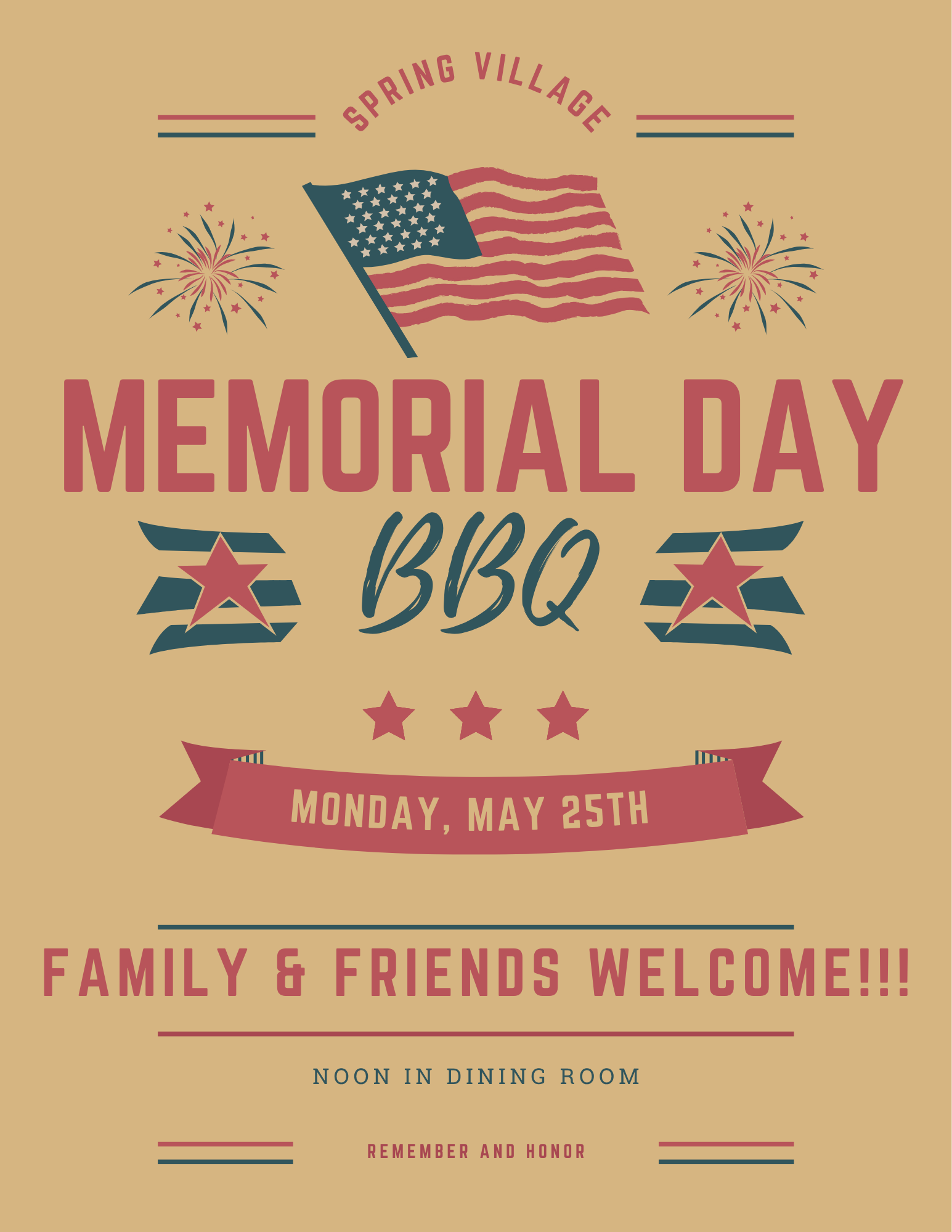 Vintage Retro Memorial Day Event Flyer